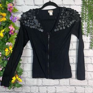Black Women's Sweater with Floral Accents